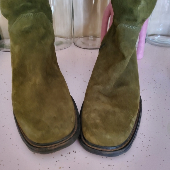 AQUATALIA Romanian Loden Green Suede Boots Forest Elf Boho Size 8 - Picture 5 of 10